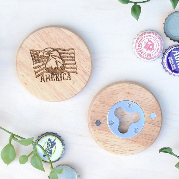 America & Jesus Gift Set * Laser Engraved Wood Keychain And Magnet Bottle Opener - Picture 7 of 7